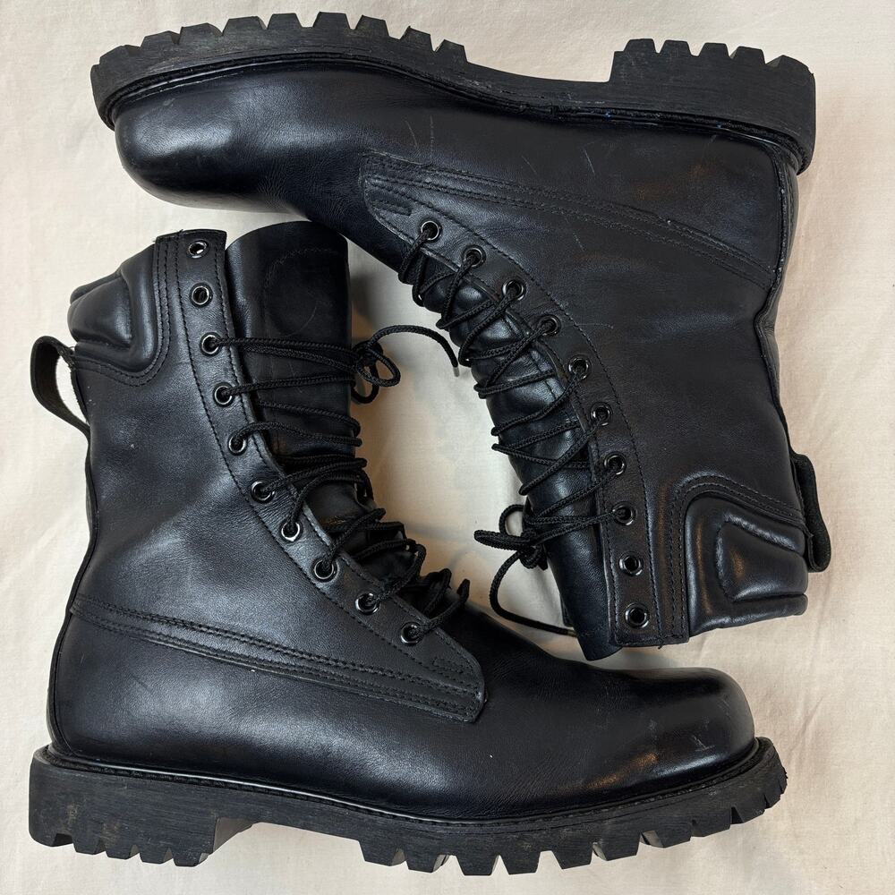 Black Leather Vibram Sole 10" Lace-Up Protective Work Boots ANSIZ41 PT 83 Mens 7
